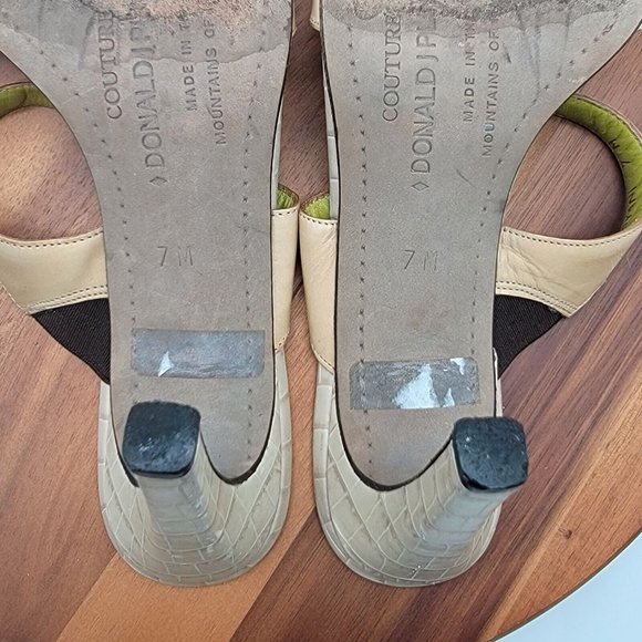 Y2K Couture Donald J Pilner Cream Python Leather Dyani Buckle SlipOn Sandal Heel - Picture 9 of 13